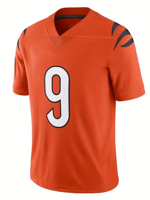 mens number 9 orange breathable football jersey active v neck short sleeve uniform football shirt for training competition