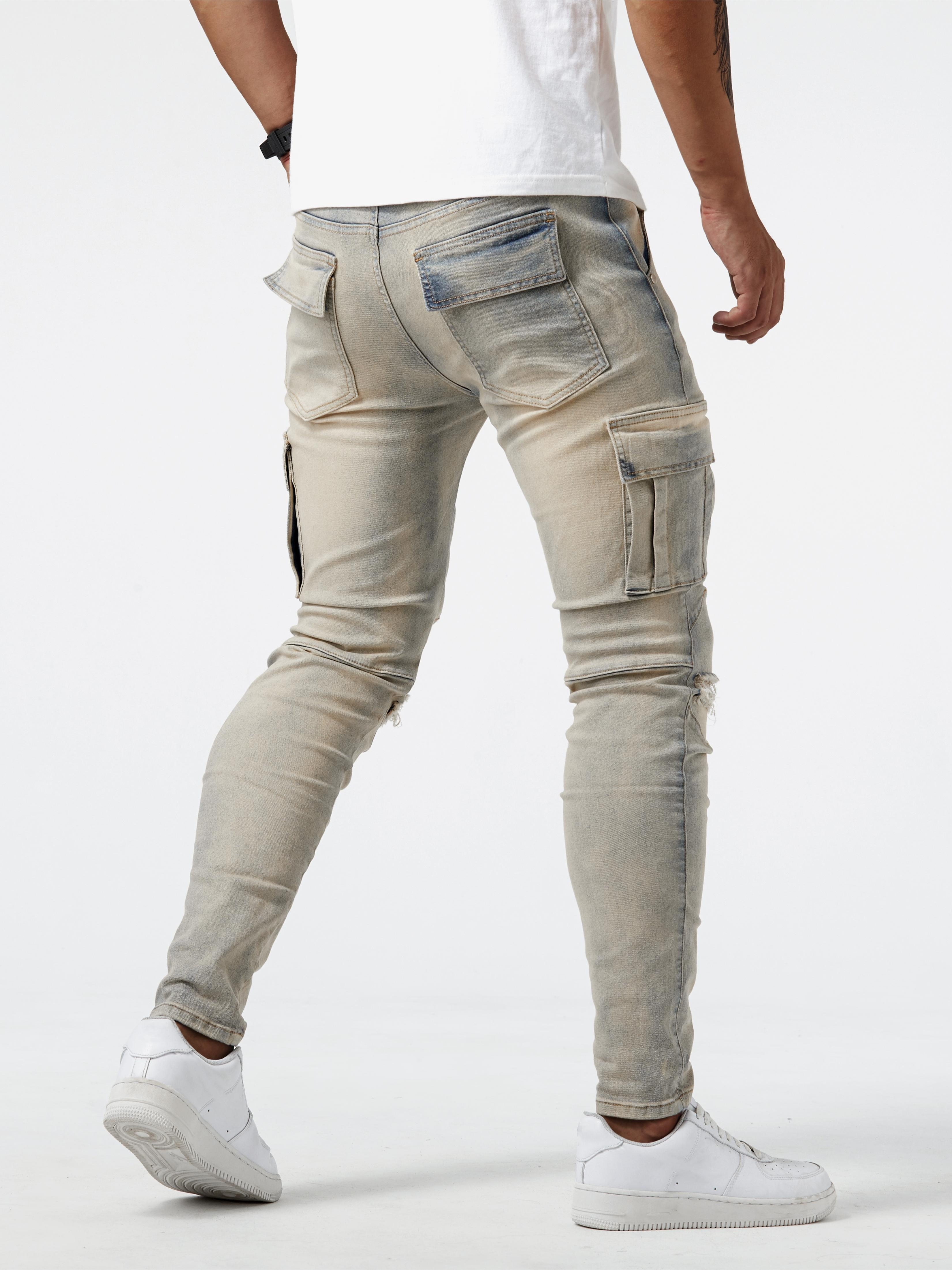 Slim Fit Multi Pocket Style Jeans Street Herren Germany High Casual - Temu