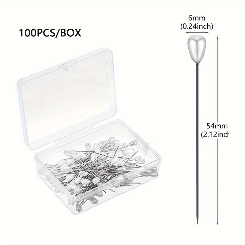 100PCS Bouquet Pins Pearl Corsage Crystal Diamond Head Pins 65MM Straight  Head Pins for DIY Wedding