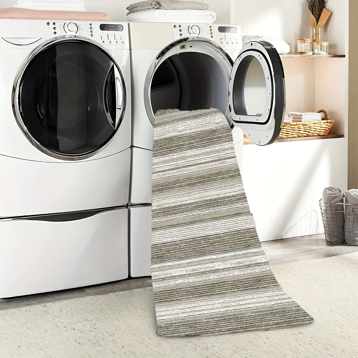Modern Abstract Hallway Runner Rug Grey Striped Laundry Room - Temu