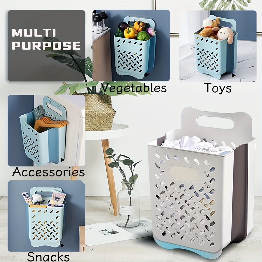 Foldable Plastic Laundry Baskets. Wall Hanging Storage Basket.  Multi-Function St