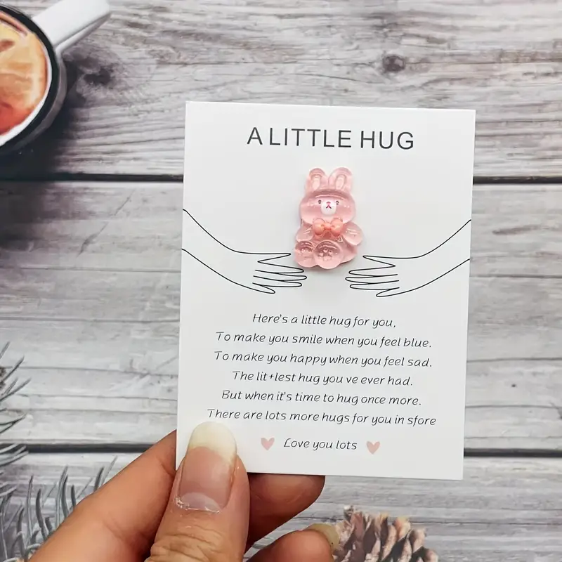 Fun Pocket Hug Cute Resin Bunny Encouraging Greeting Cards - Temu