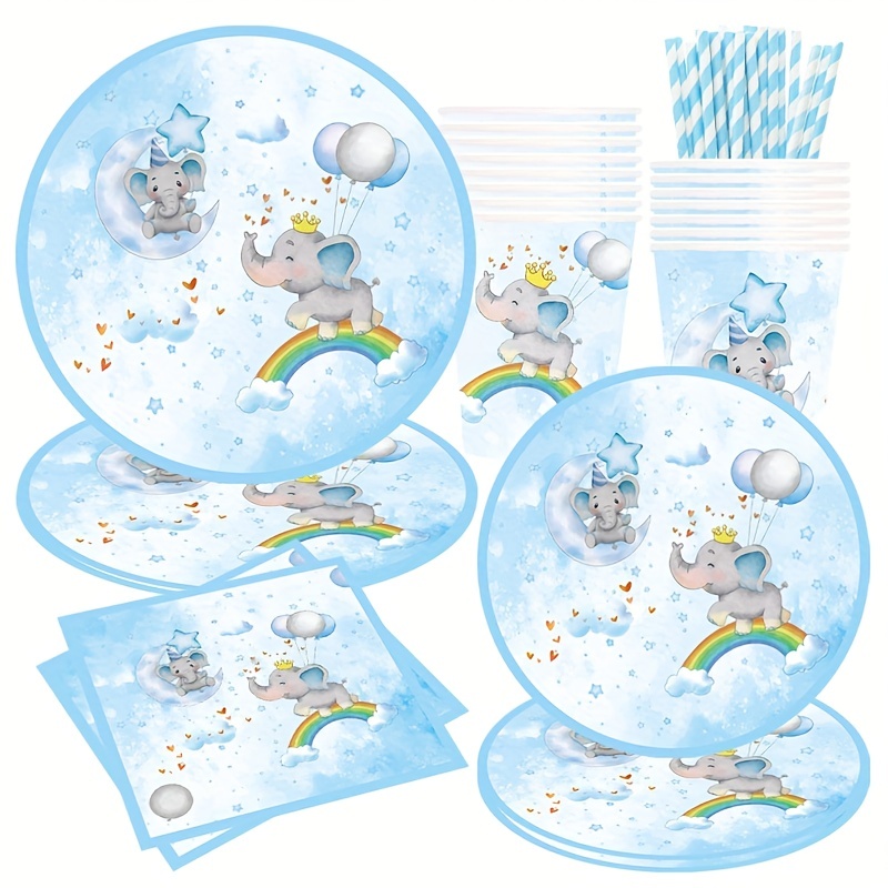 Set, Ragazzo Ragazza Elefante Baby Shower Party Dinnerware, Piatti Di Carta  Da 7 Pollici Set Decorazioni Per 24 Ospiti, Piatti Di Carta Tovaglioli E  Tazze Stoviglie Usa E Getta Principessa 1 °