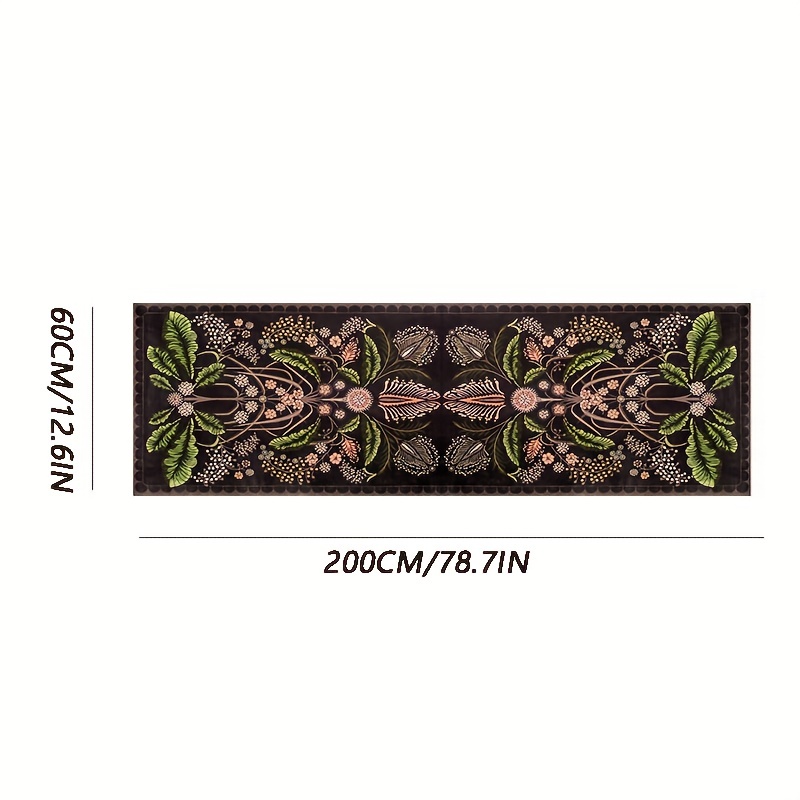 Image of Golden Diamond Velvet 1pc, Retro Floral Totem Hallway Carpet, Moroccan American Striped Carpet, Non-slip Living Room Bedroom Dining Room Home Office Area Rug, Home Decor