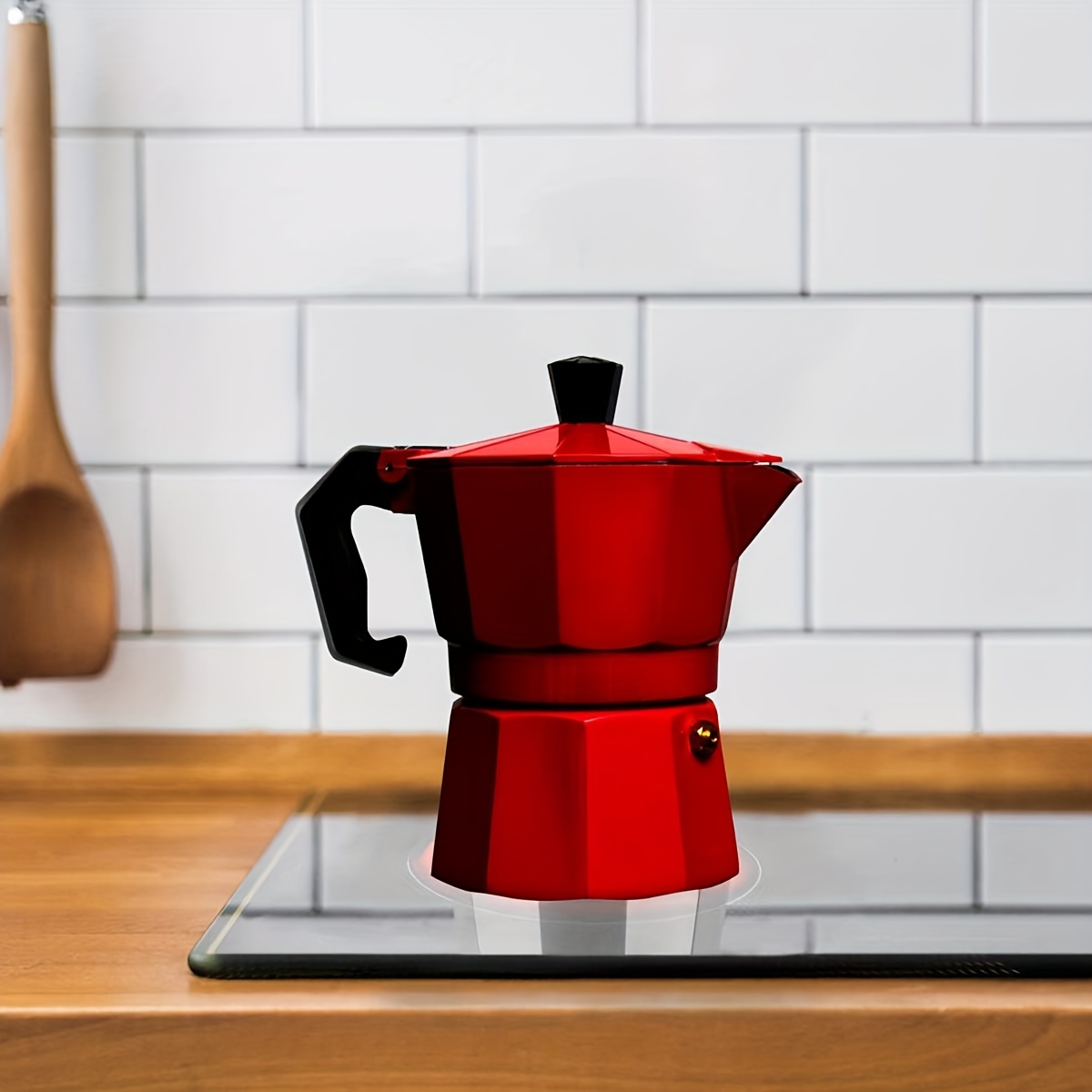 Moka Pot Italian Coffee Maker Classic Stovetop Espresso And Coffee Maker,  Retro Moka Pot For Italian And Cuban Cafe Brewing, Greca Coffee Maker,  Coffee Maker Cafeteras, 3 Espresso Cups, White Coffee Accessories 