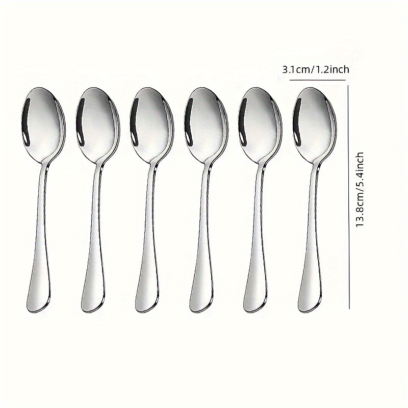 item picture 6 10 12 24 30pcs stainless steel   polished coffee spoon dessert spoon   tea spoon reusable ice cream spoon suitable for party wedding kitchen restaurant supplies flatware