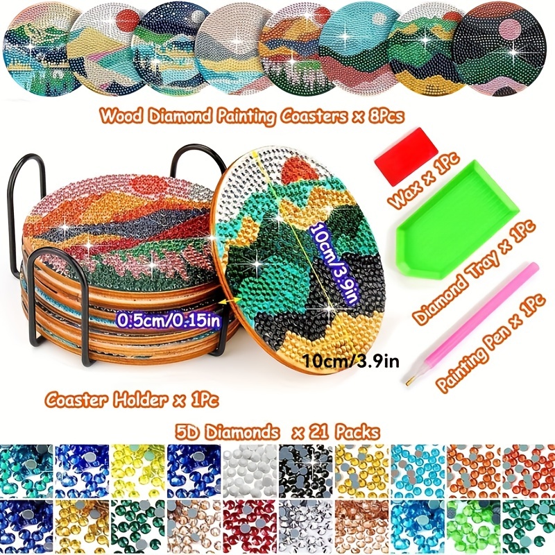 BABORUI Diamond Painting Coasters 8Pcs 5D Ocean Diamond Art Kits
