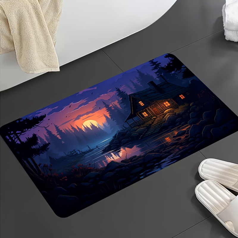 Horror Night Castle Print Door Mat, Non-slip Floor Mats Indoor