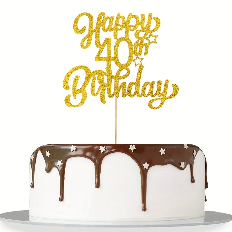 Happy Birthday Cake Topper Golden –