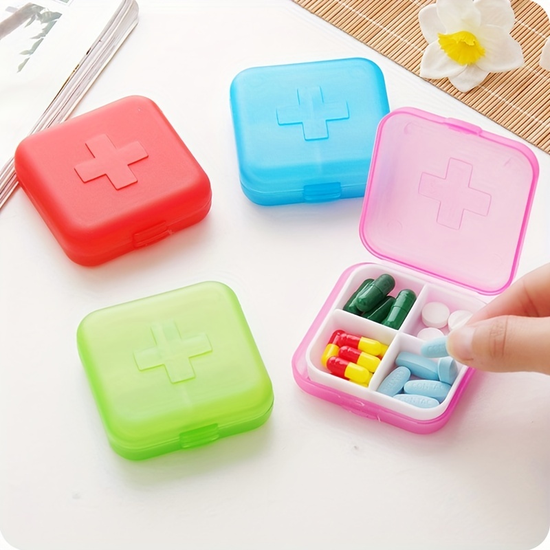 4 Grids Pill Storage Box Portable Medicine Organizer