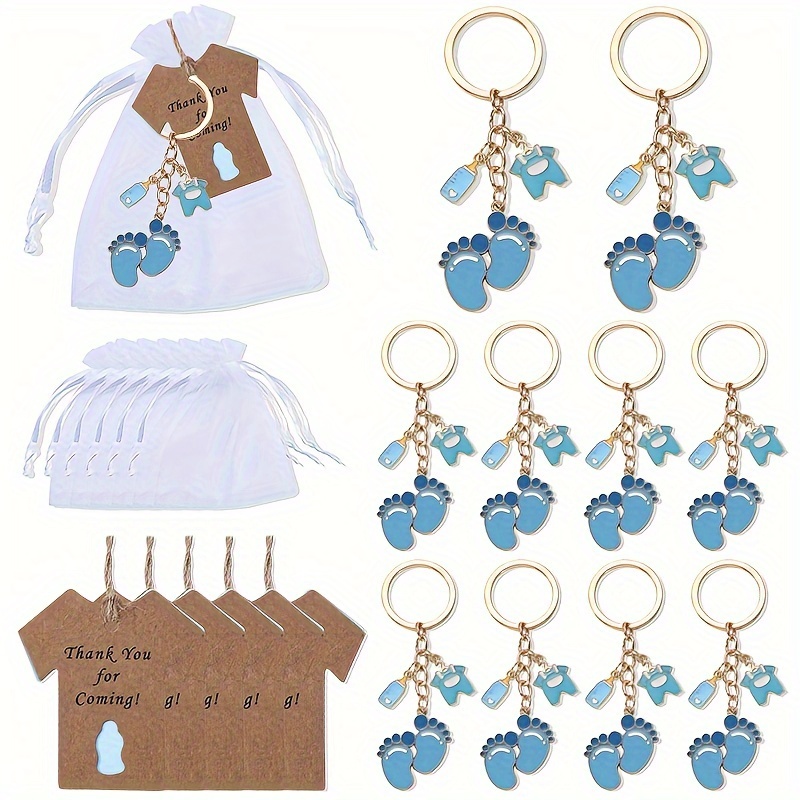 Image of 10pcs A Set Of Souvenir Footprint Bottle Oil Keychain Welcome Party Gift Keychain Bag Key Pendant