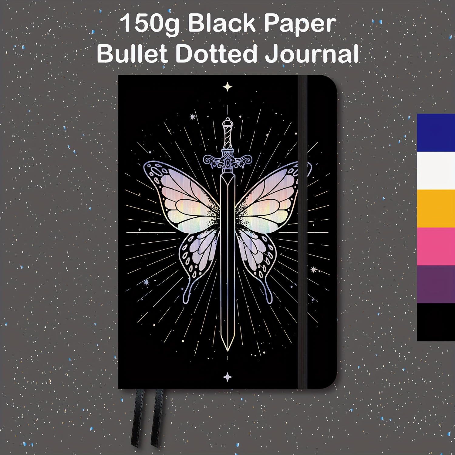 Black Paper Bullet Dotted Journal, 160 Pages Dot Grid Notebook, A5 Size  Vegan Pu Leather Hardcover With Elastic Band And Expandable Pocket - Temu  Mexico