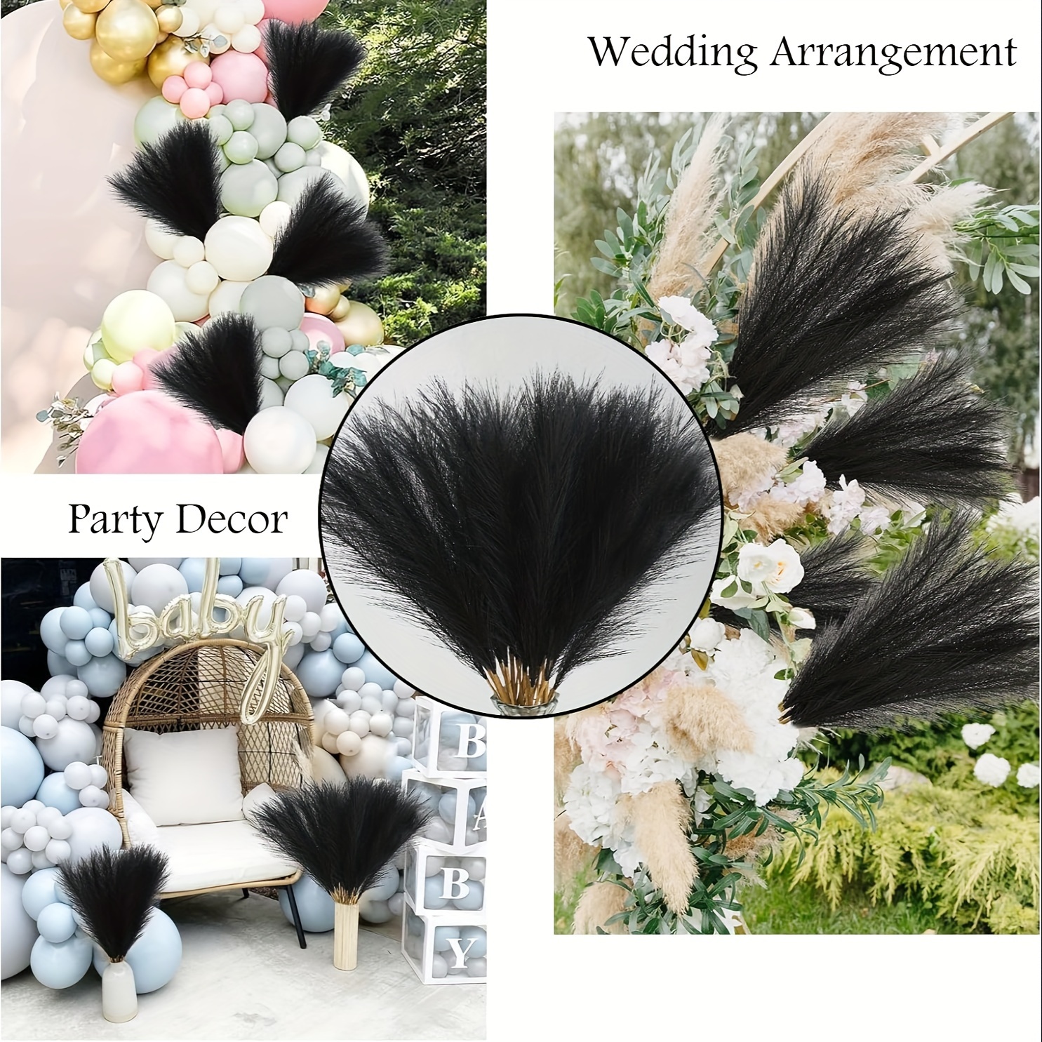 Small Black Pampas Grass Decor Tall For Wedding Party - Temu