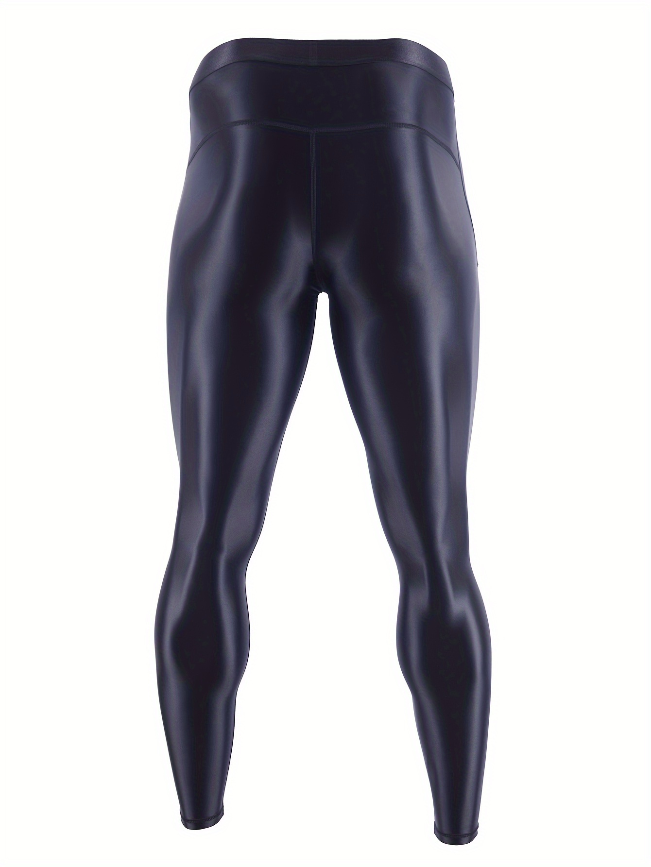 Men's Glossy Smooth Compression Pants Sports Workout Running