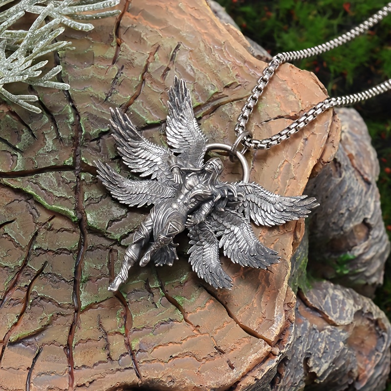 Six Winged Angel Warrior Prayer Pendant Necklace