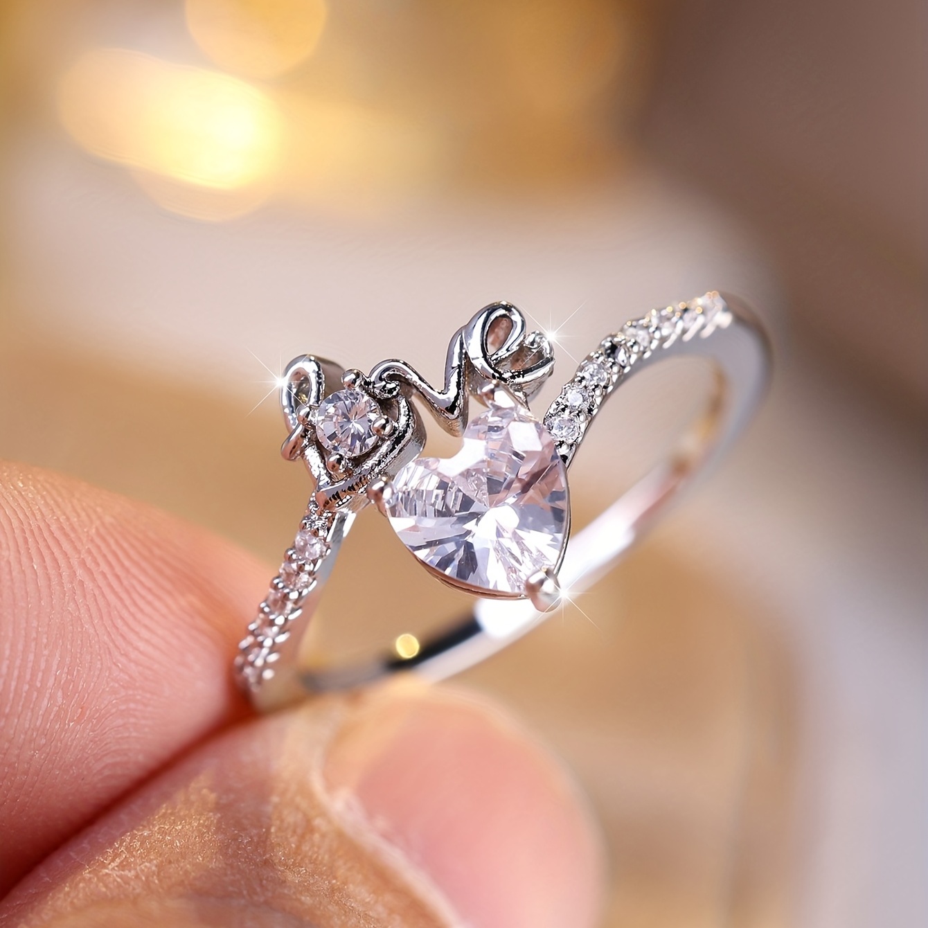 Heart Shaped Promise Ring Engagement Women's Ring Wedding Ring Size 5-10 -  Temu Italy