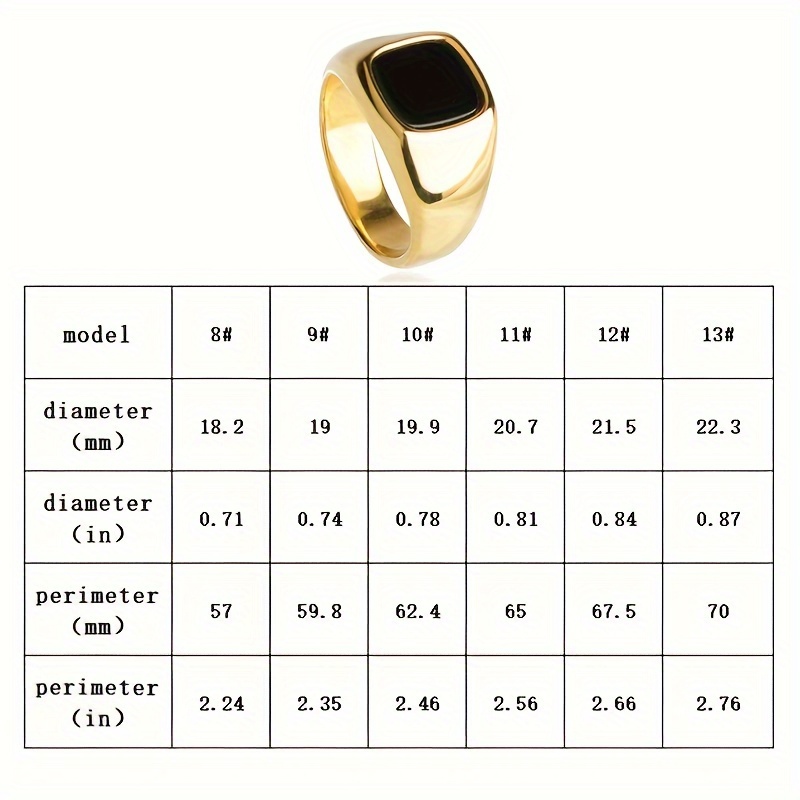 Men's Round Square Ring, Non-Fading Design