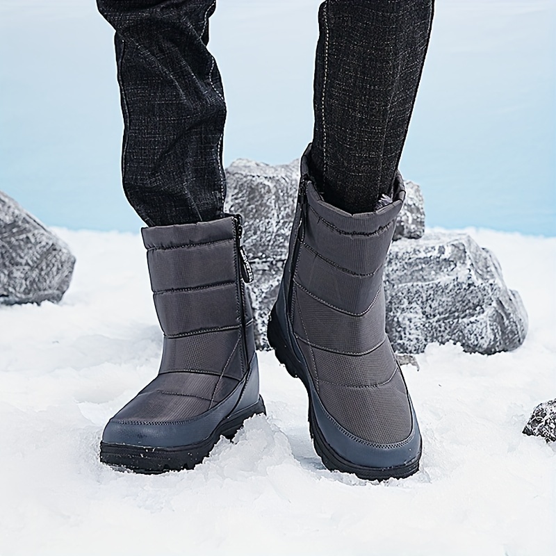 Botas Altas Para La Nieve Para Hombre, Cálidas Botas De Tobillo  Antideslizantes Y Cómodas De Felpa Para Exteriores, Zapatos De Senderismo  Forrados De