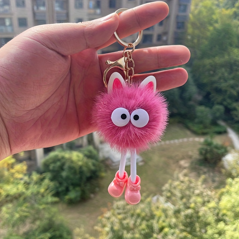 Cute Cartoon Plush Doll Pom Pom Monster Keychain Car Pendant Keyring  Ornament Bag Purse Charm Accessories - Temu Norway