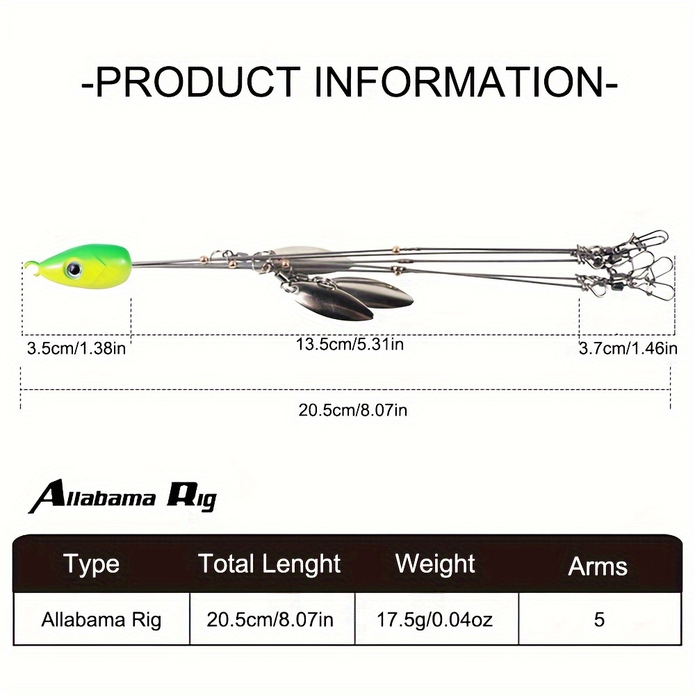 5 Arms Alabama Umbrella Rig Fishing bait Lure Bait Rigs with Barrel Swivels  for Bass Lures - Fishing