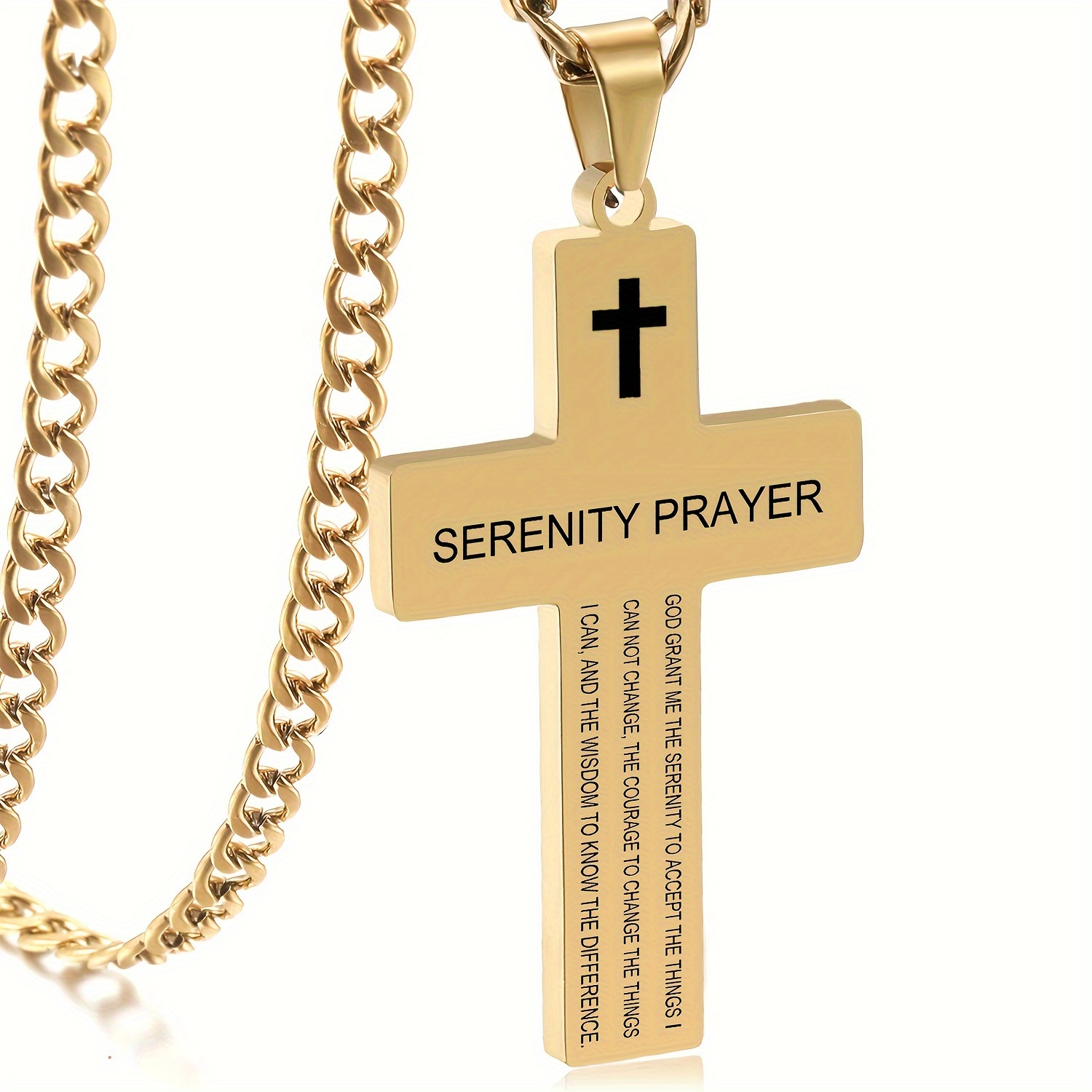 Inspirational Bible Verse Cross Pendant Necklace for Men