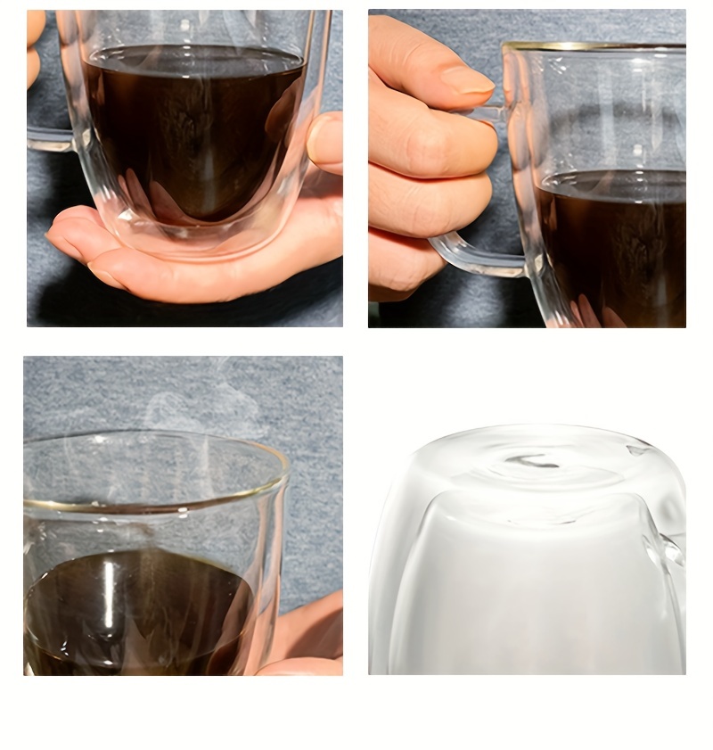 1 taza de vidrio con doble aislamiento, taza de café con asa de vidrio  transparente, taza de jugo de leche, taza para beber de vidrio para el  hogar - Temu Mexico