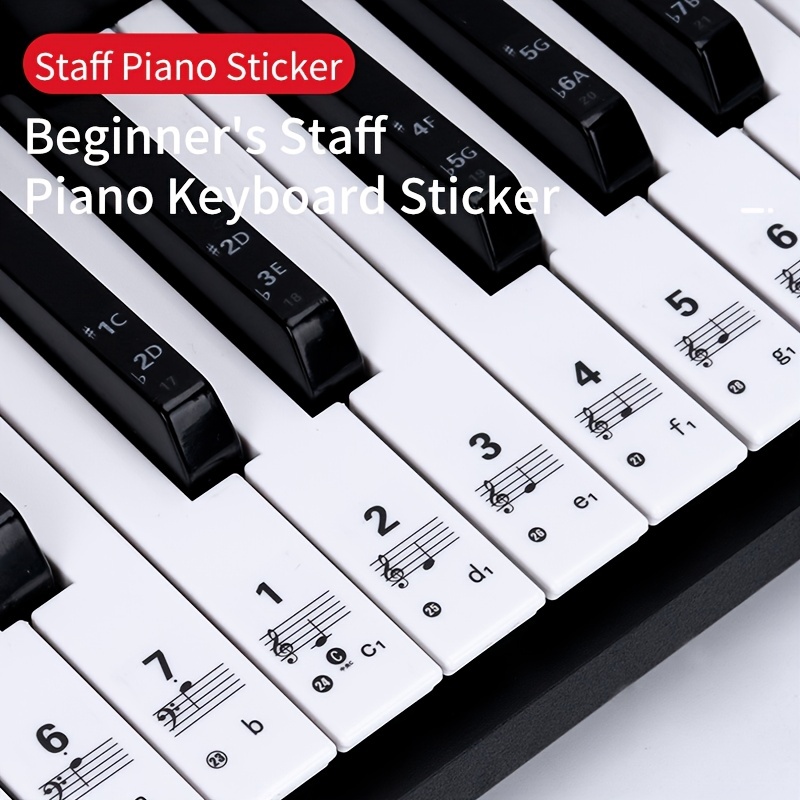 Autocollant de clavier de piano détachable, 49/61/54/88 Key Music