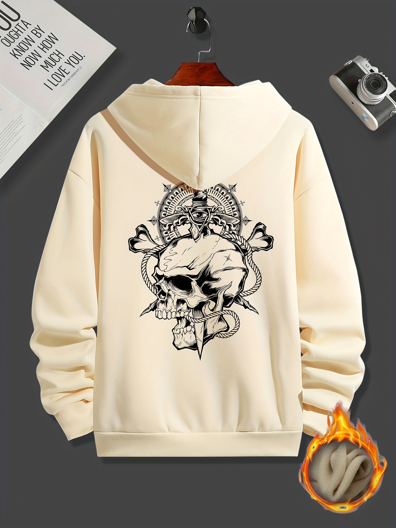 Skull & Sword Print Hoodies, Sudadera Con Capucha Casual Con