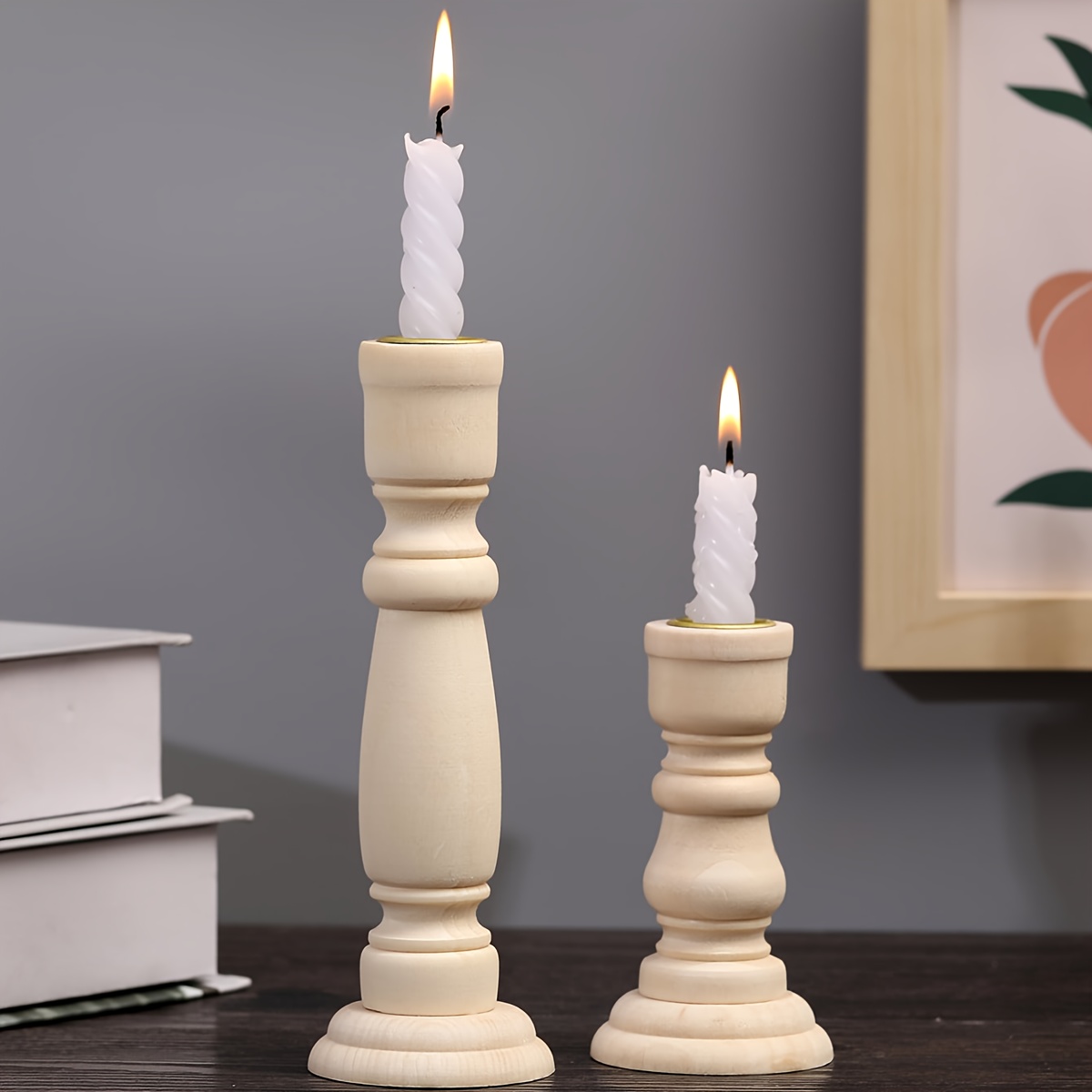 Farmhouse Wooden Candle Holders Pillar Candles Rustic Candle - Temu