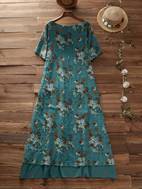 plus size elegant dress womens plus floral print short sleeve round neck layered dress