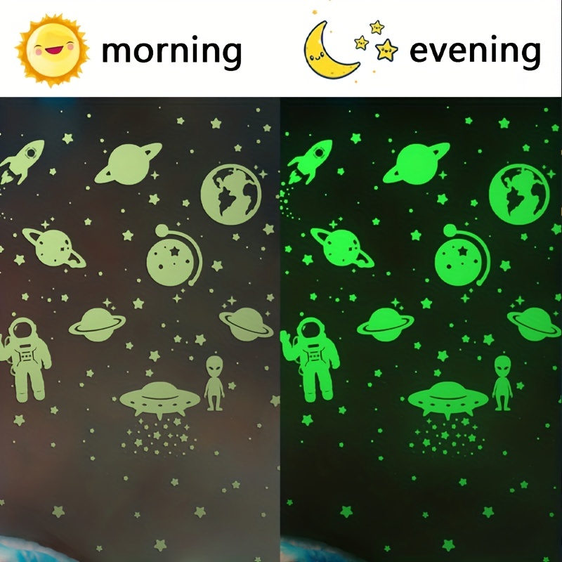 1 Set Luminoso Ufo Pianeta Alieno Stelle Fluorescenti Punti Adesivi Murali,  Decorazione Soggiorno Camera Da Letto Per Bambini, Adesivi Murali Luminosi, Protezione Dell'acquirente Di 90 Giorni