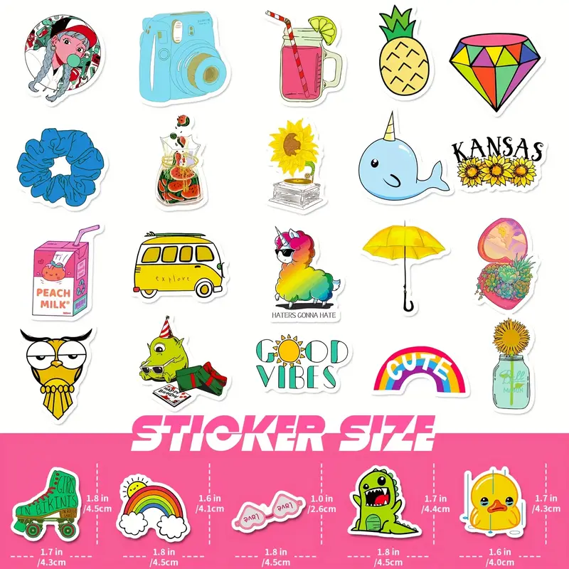 Random Stickers Pack Colorful Vinyl Waterproof Stickers Cute - Temu