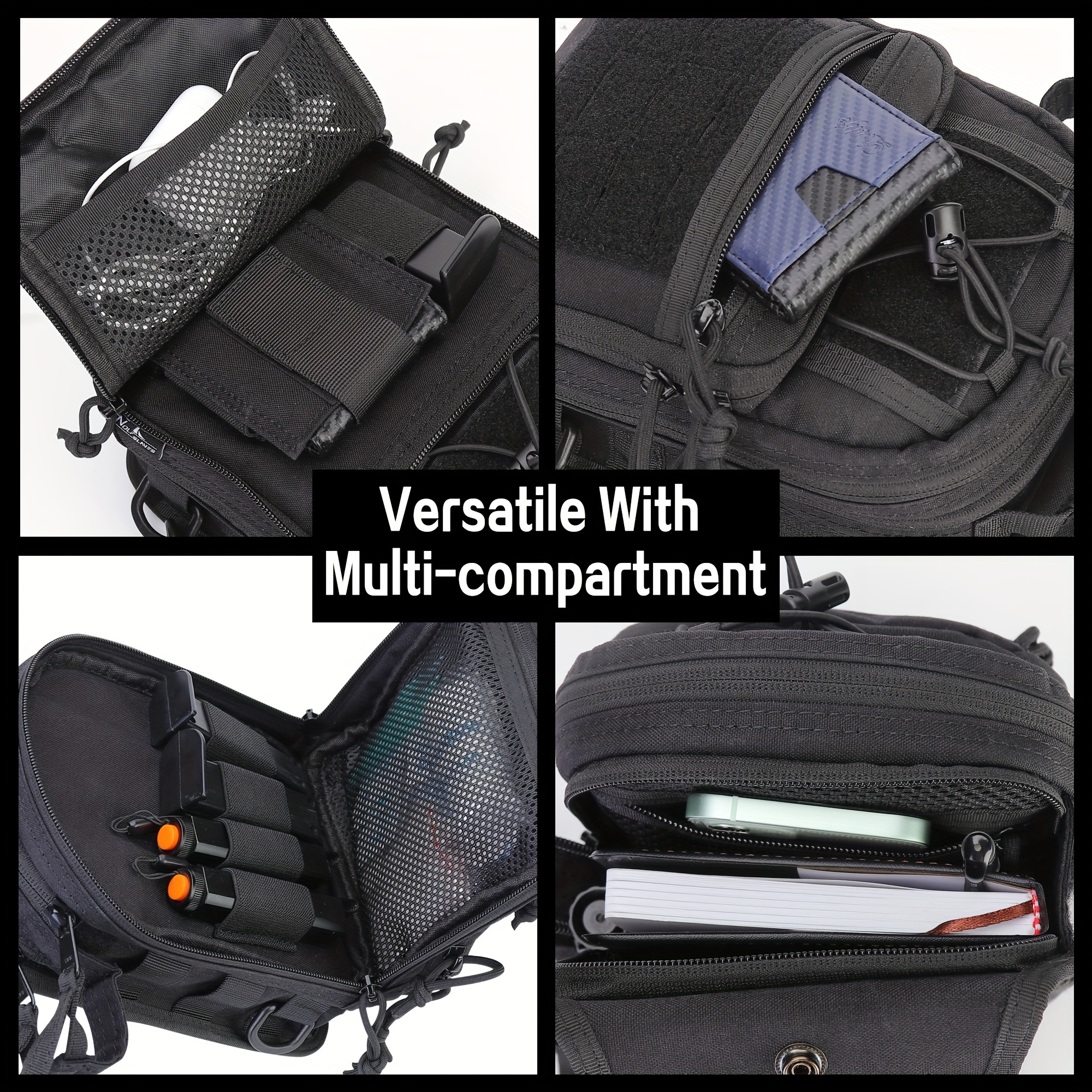 Bolso Táctico para el Pecho de Poliéster, Gran Capacidad, Cierre de  Cremallera, Correa de Ajustable, con Múltiples Bolsillos para Depor