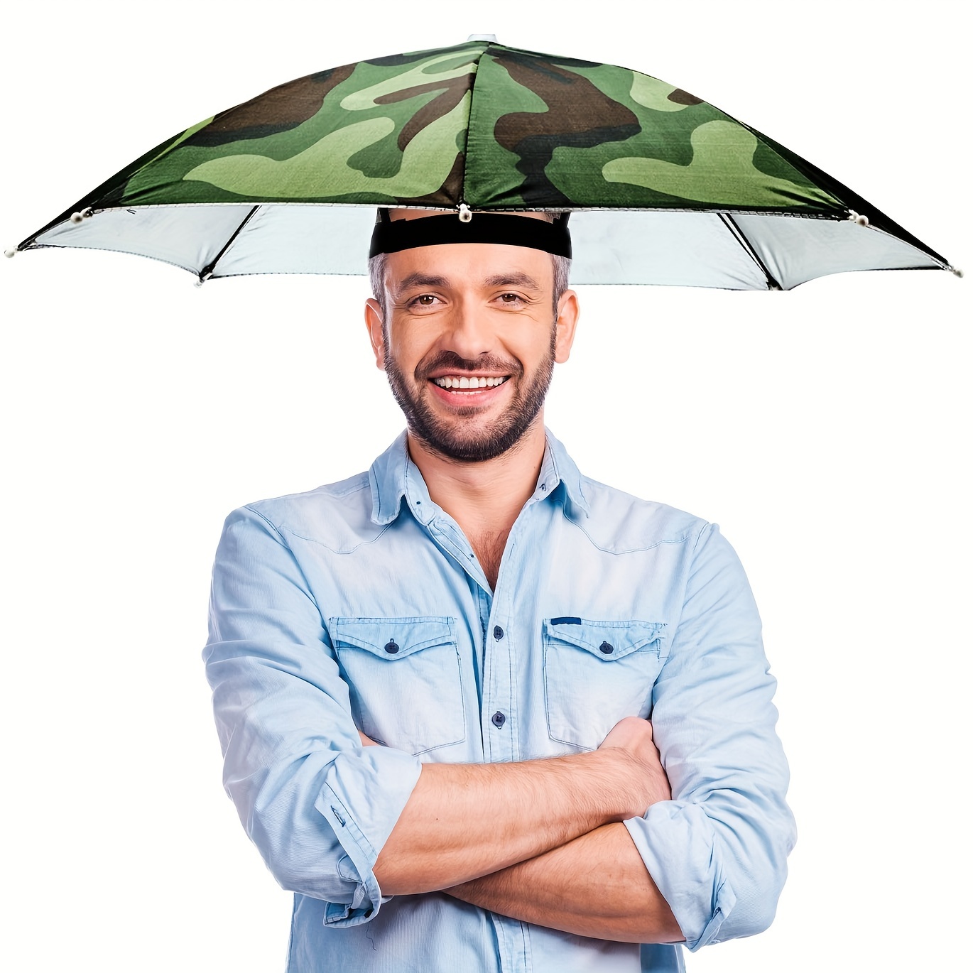 Umbrella Hat Portable Sunhat Rain Caps Folding Fishing Umbrella Cap  Sunshade Headwear for Hiking Camping Gardening Beach