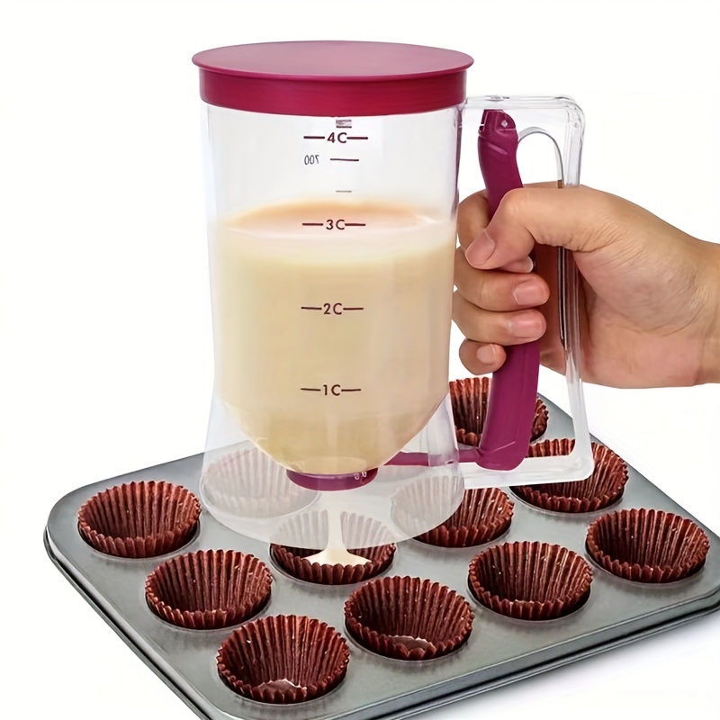 1pc 1000ml/33.8oz Pancake Batter Dispenser and Mixer with Blender Ball and  Wire Whisk - Perfect for Cupcakes, Waffles, Cakes, and Any Baked Goods -  Easy Squeeze Batter Bottle for Precise Measurements and