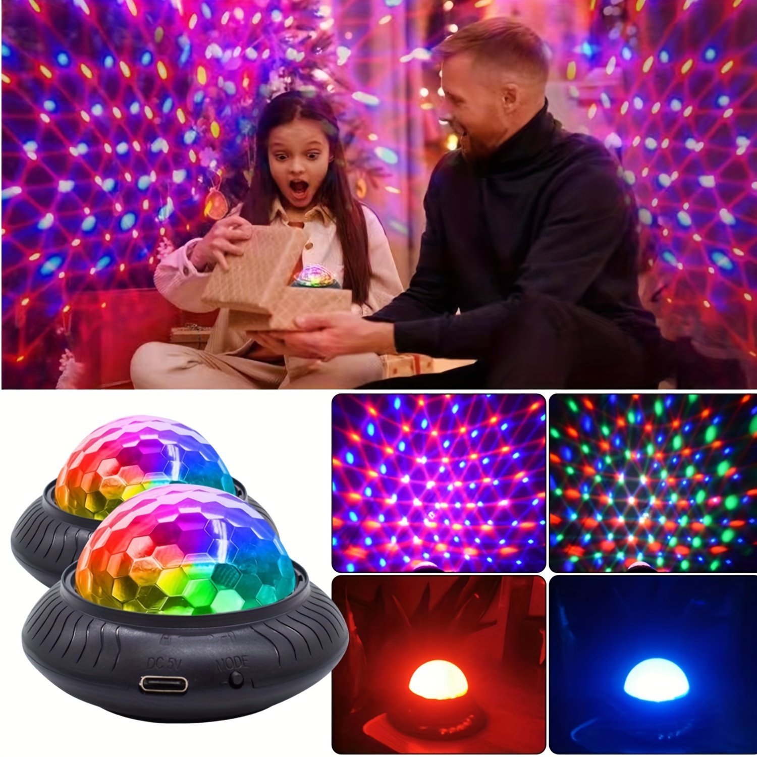 Disco Ball Party Lights 1 Night Light Portable Voice - Temu