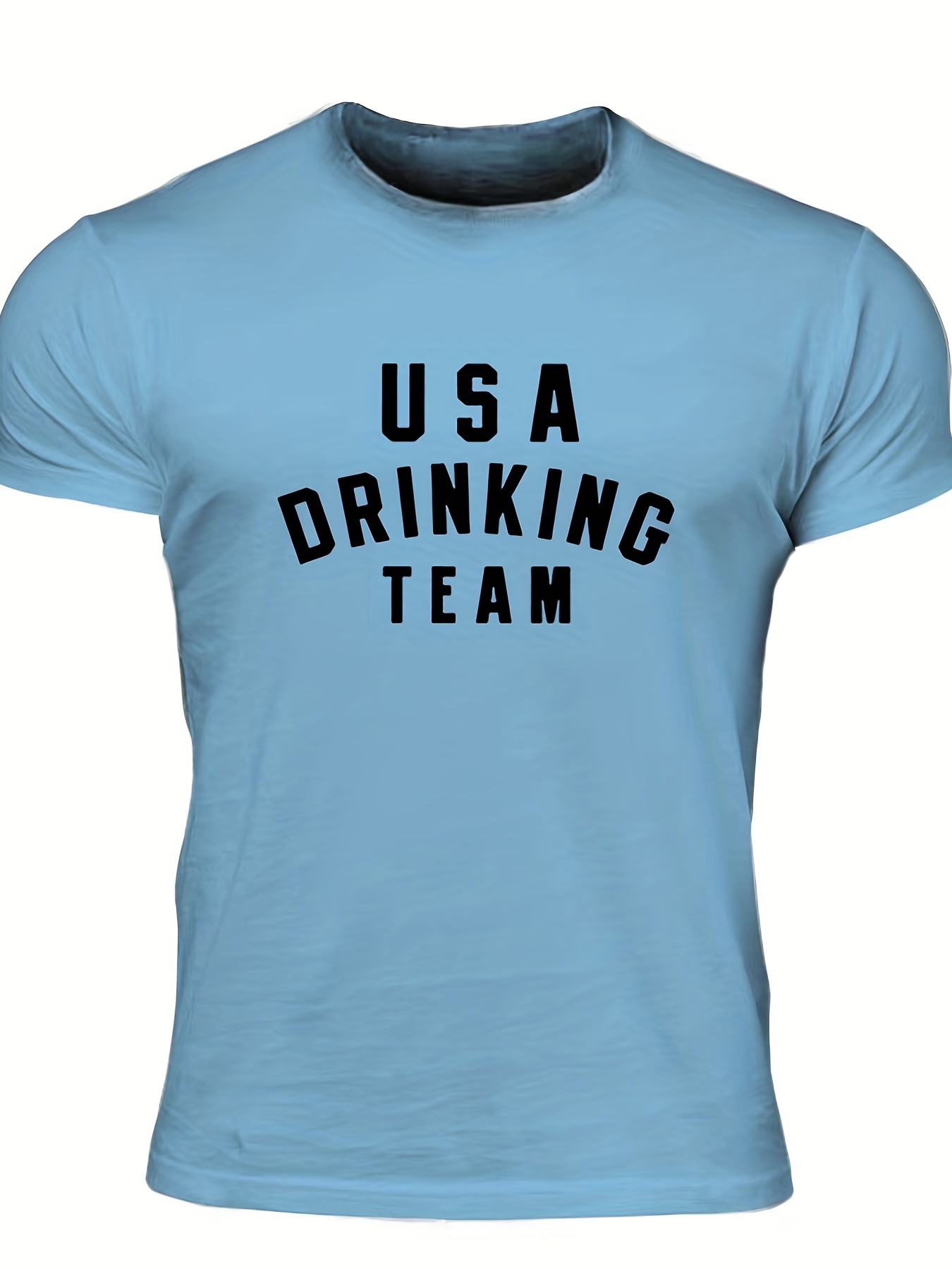 Drinking Team Men's Letter Print T-shirt Casual Stretch Tee