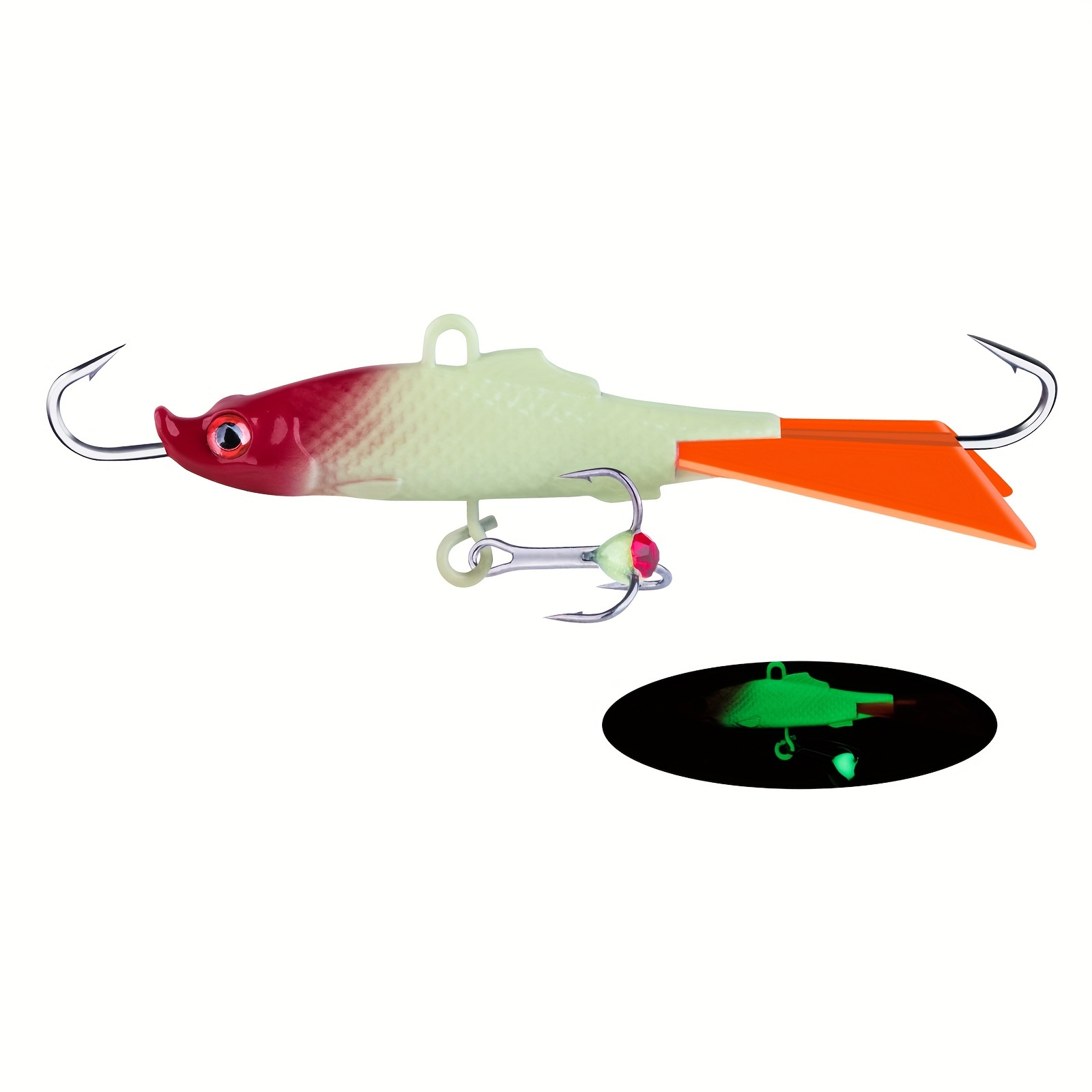 * 1pc Luminous Ice Fishing Jigs, Tungsten Crappie Jigs With 3D Eyes And  Treble Hook For Walleye Perch Bass Panfish Pike Sunfish Bluegill, Suitabl