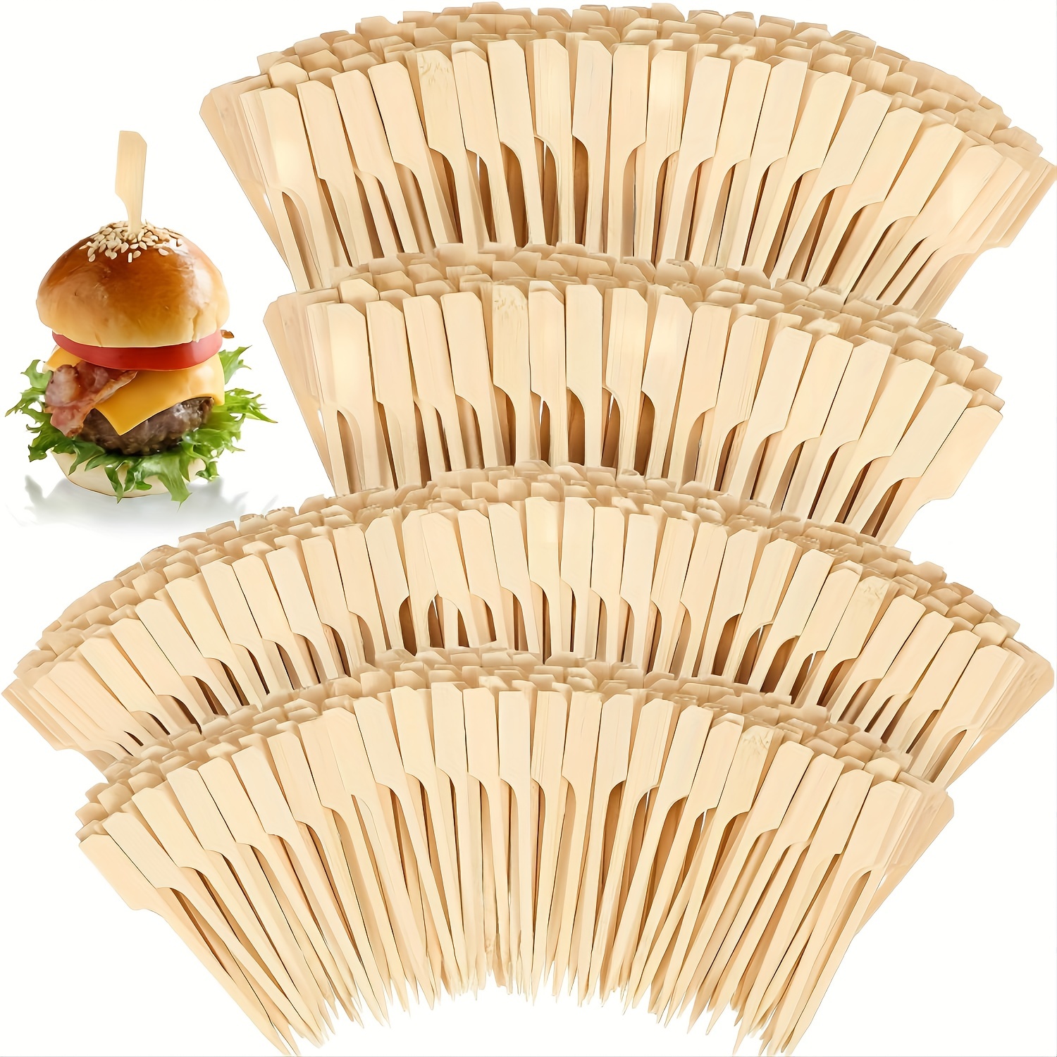 Bamboo skewers barbecue wood sticks for outdoor picnic - 25 pcs