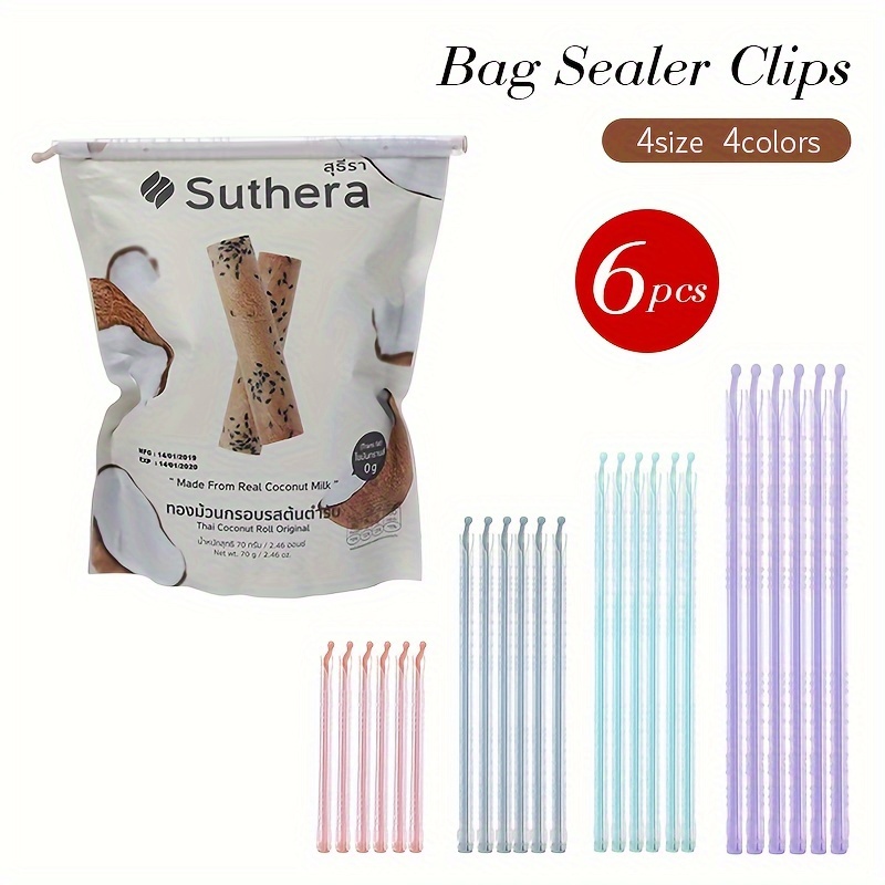 

6pcs Multiple Colors Plastic Food Sealer Clips, Storage Bag Household Sealer Clamp, For Snack Chips Bags, Convenient Sealing Accessories, Keep Your Food Fresh And Dry, Kitchen Supplies
