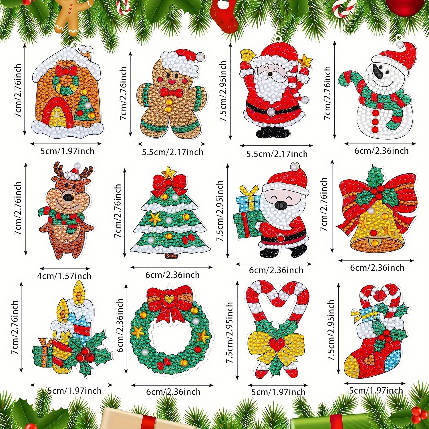 12 Pezzi/set Te Natale Diamond Painting Portachiavi - Temu Italy