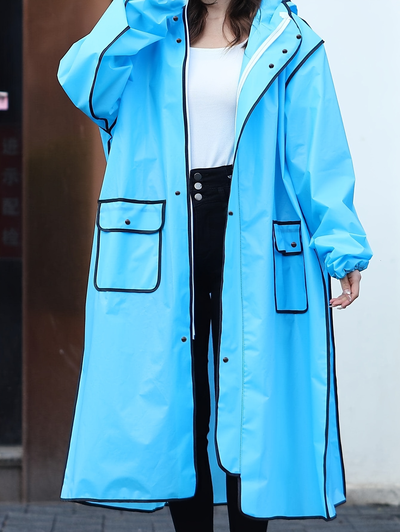 one piece waterproof blue full body raincoat stay dry and comfortable in any weather details 1