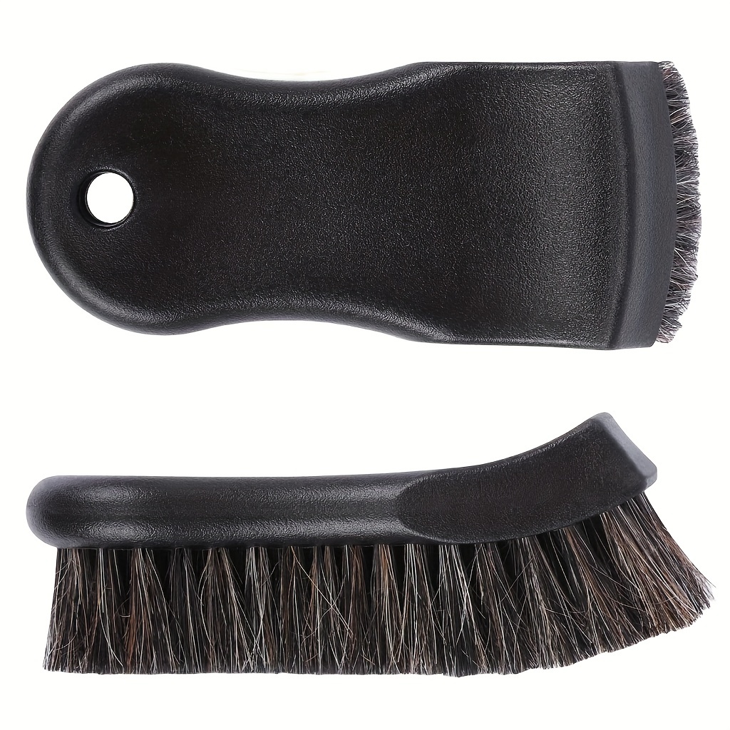 

1pc Horsehair Leather Cleaning Brush Premium Car Detailing Brush, For Car Interiors Boots Carpets Fabric Synthetic Pleather Faux Leather Cleaning Tool