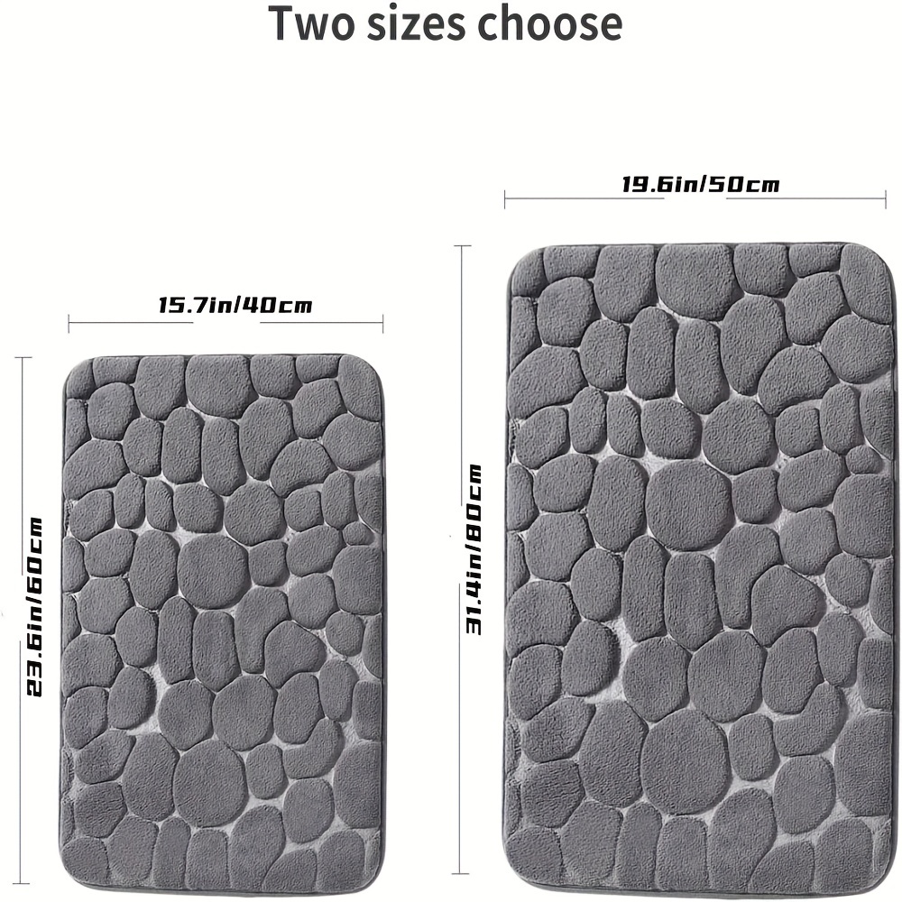 Memory Foam Bathroom Rugs Set Cobblestone Embossed Ultra - Temu