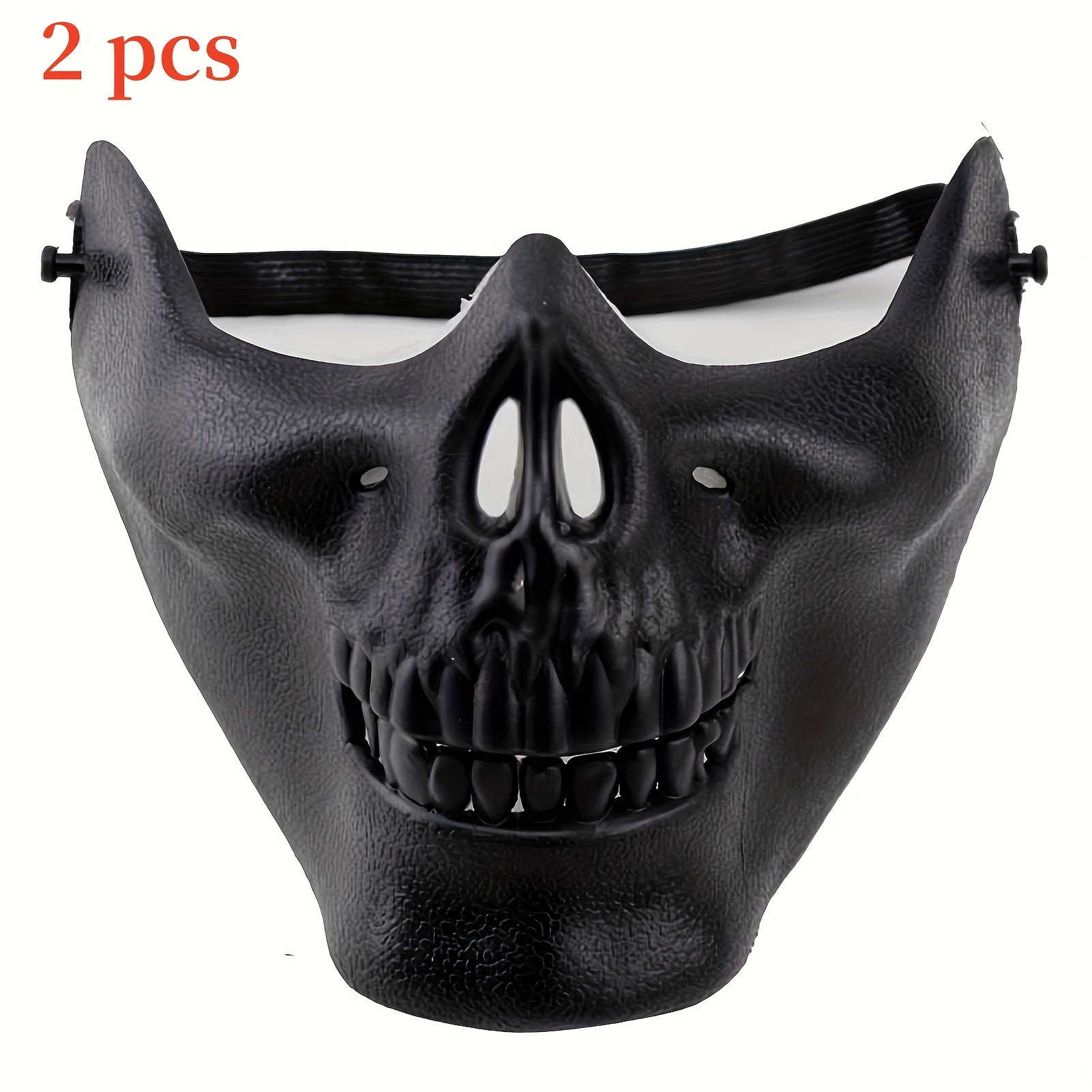2pcs Punk Style Half Face Skull Mask Halloween Cosplay Costume Props