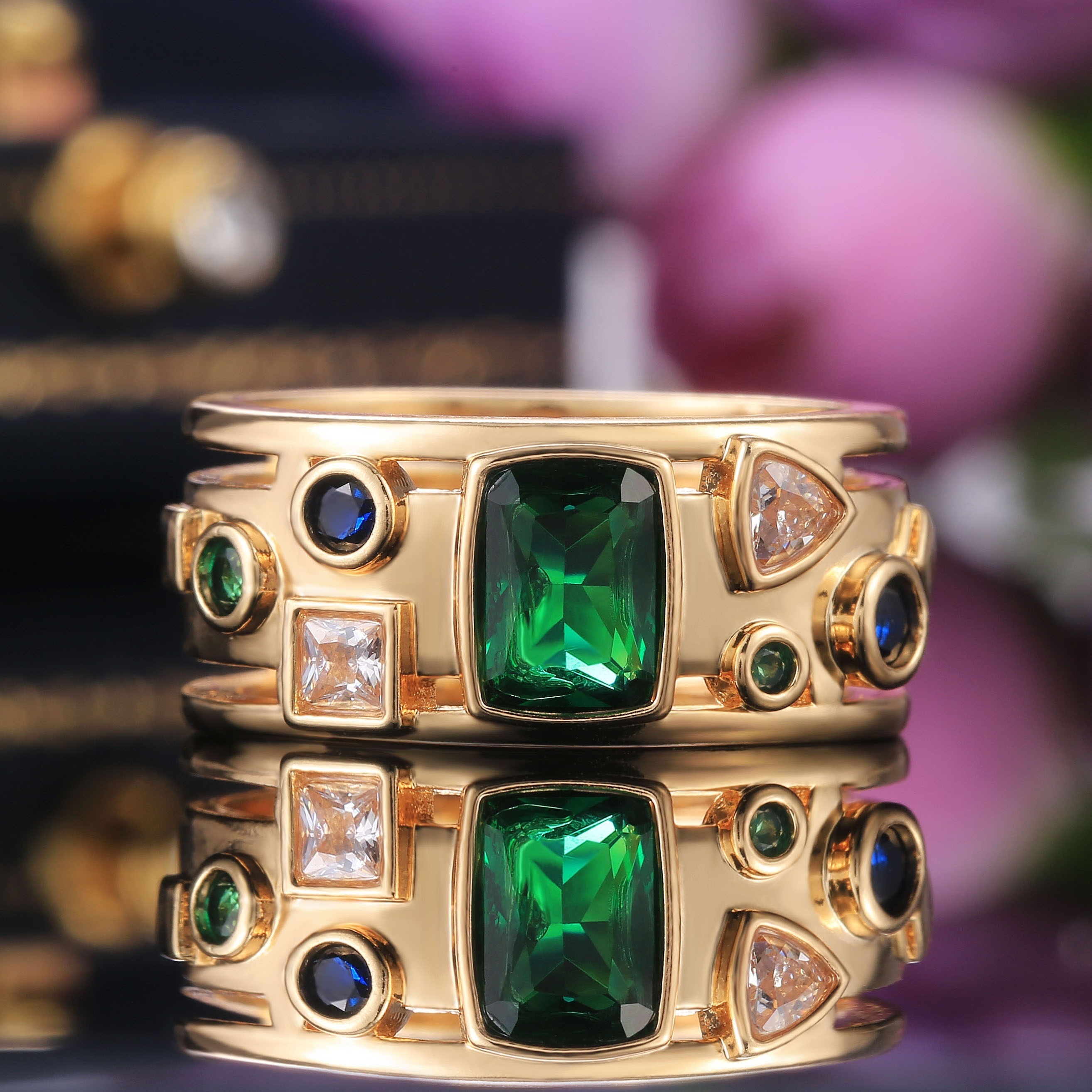 Trendy Geometric Ring Inlay Zirconia Ring For Women Anniversary Gift Party Decor