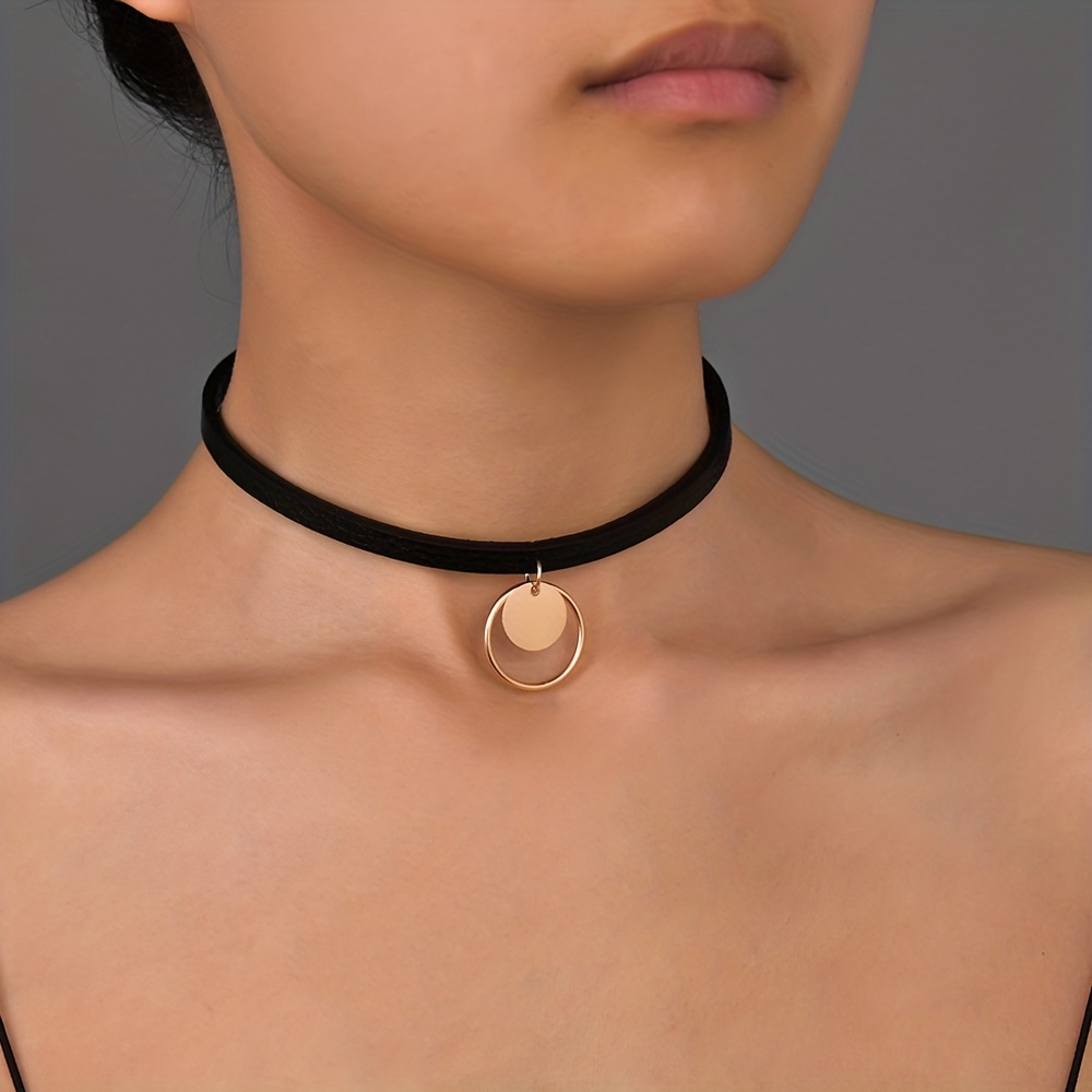 Geometric Ring & Flannel Necklace Choker Set