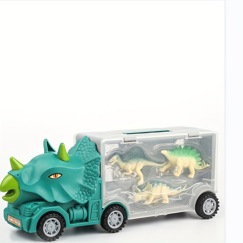 Juguetes de camión de dinosaurios para niños de 3 a 5 años, vehículo de  transporte de tiranosaurio con 8 figuras de dinosaurios, juguetes de