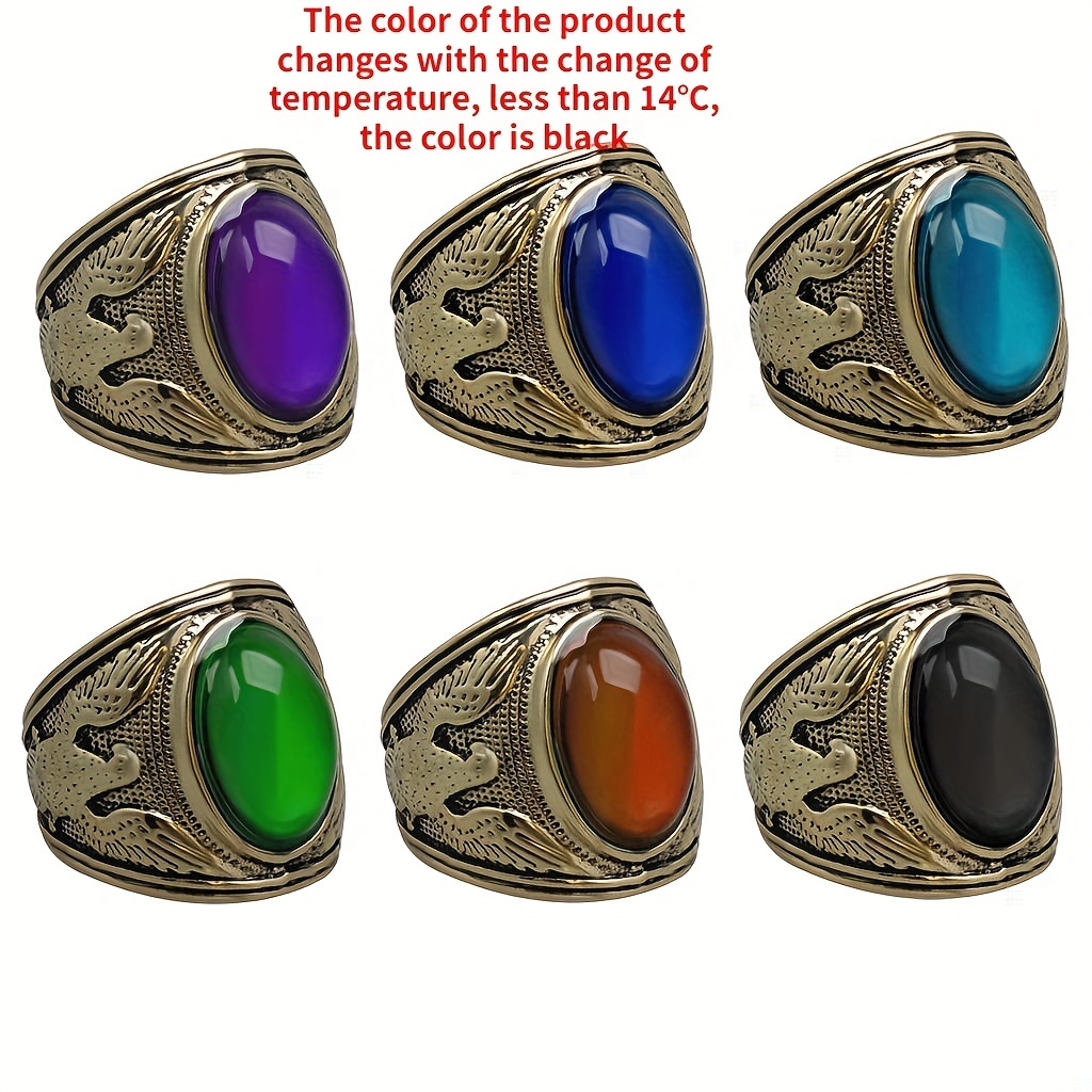 Moon Stone Color Changing Mood Ring Fashion Jewelry Gift - Temu
