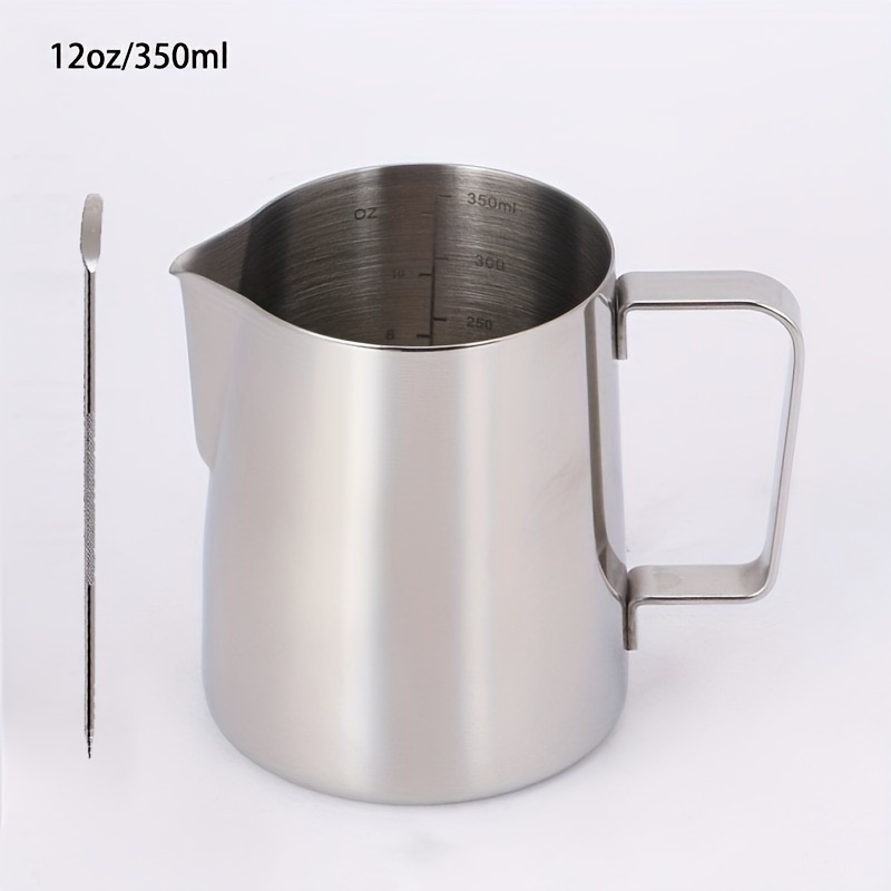 Milk Frothing Pitcher, 12 Oz Milk Frother Steamer Cup Stainless